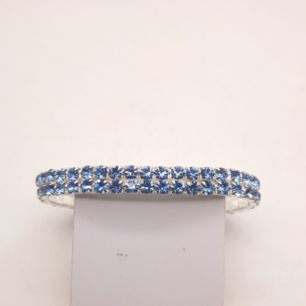 Fashion crystal rhinestone 2 line blue stetch bracelet wedding bridal bangel